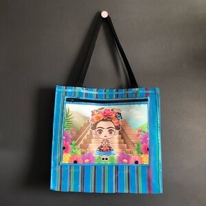 Frida Kahlo Multi-Colored Mercado Bag Mexican Tote Market Reusable Grocery Bag